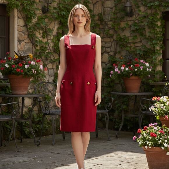 Oscar de la Renta Dresses & Skirts - Vintage Oscar de la Renta Jumper dress 
Red sleeveless Union made USA Size 12
